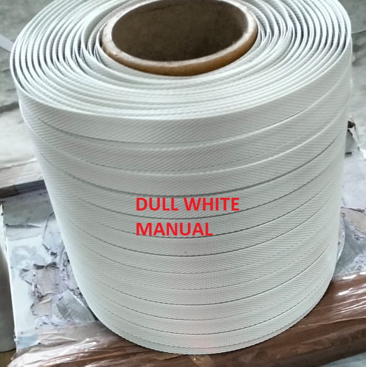 Dull white manual box strap